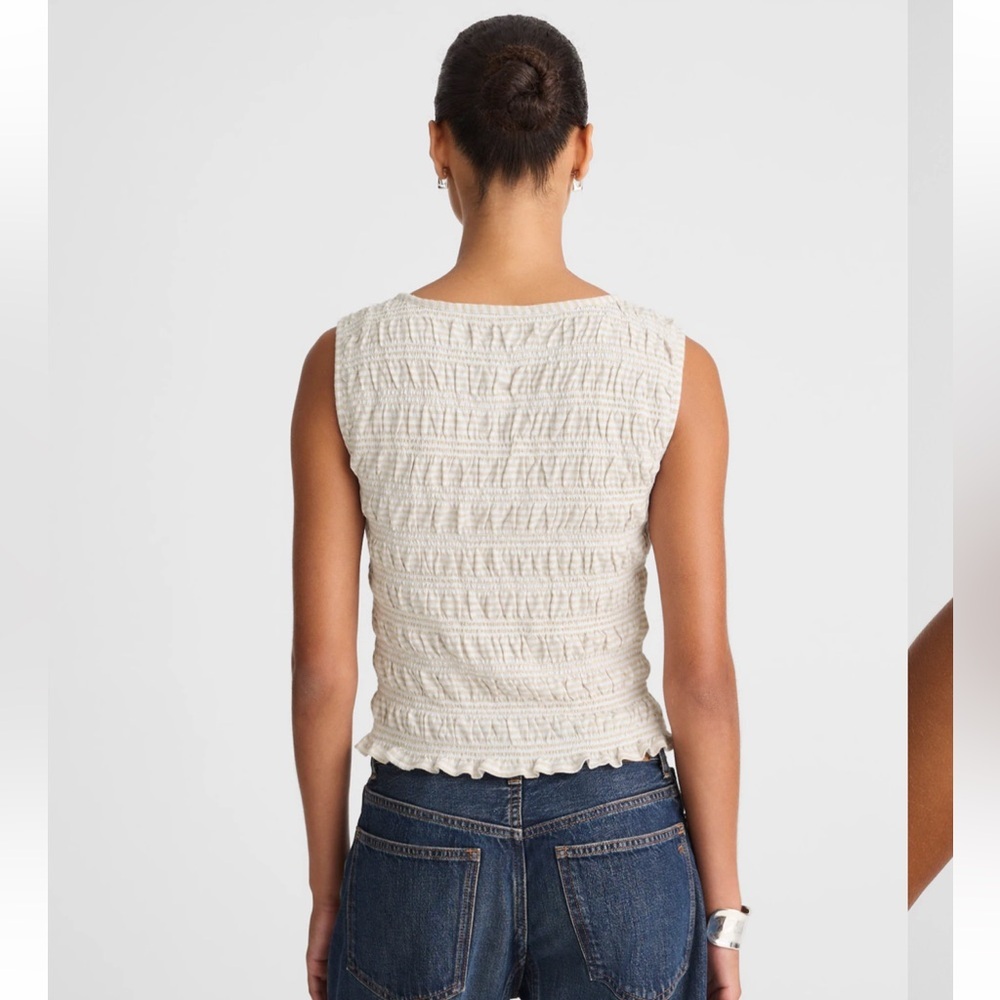 Madewell yellow sachi smocked boatneck tank top size SM new - Picture 5 of 9